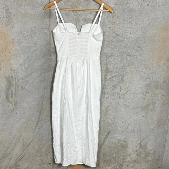 Alfred Draped Stretch Organic Cotton Midi Dress In Weiss - Picture 3 of 10
